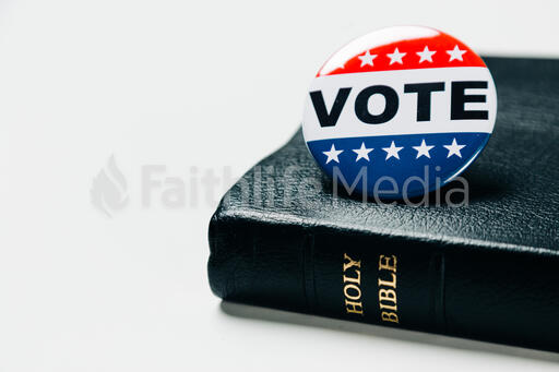 Vote Pin on the Bible