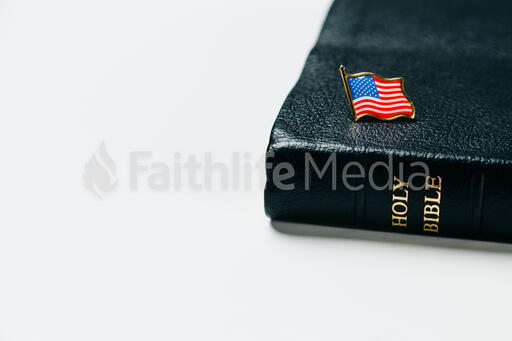 American Flag Enamel Pin on the Bible