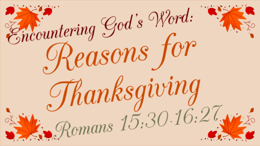 Reasons For Thanksgiving