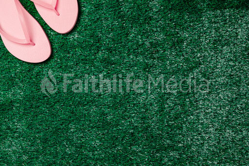 Pink Flip Flops on Grass
