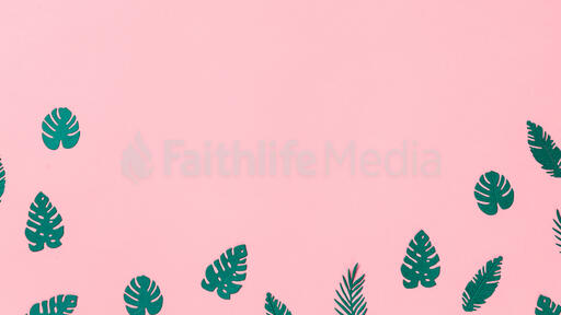 Tropical Leaves on Pink Background