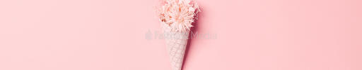 Pink Ice Cream Cone Filled with Flowers