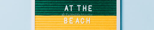 Meet Us at the Beach Letter Board on Blue Background