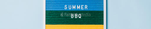 Summer BBQ Letter Board on Blue Background