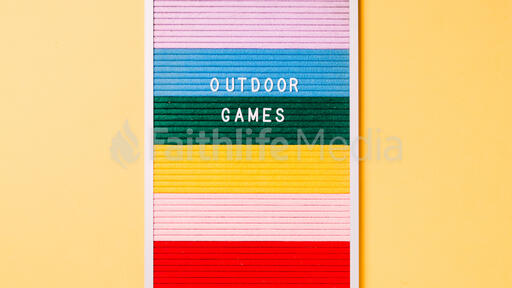 Outdoor Games Letter Board on Yellow Background