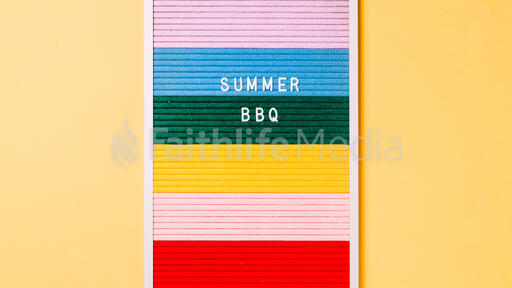 Summer BBQ Letter Board on Yellow Background
