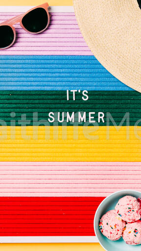 It's Summer Letter Board with Beach Day Supplies on Yellow Background