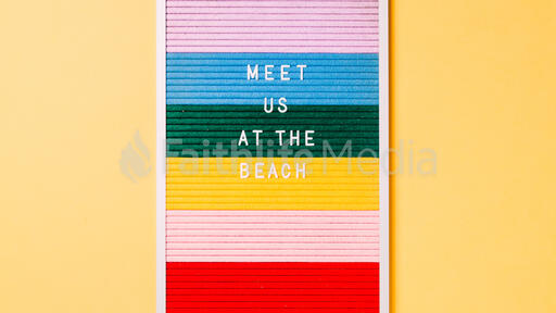 Meet Us at the Beach Letter Board on Yellow Background