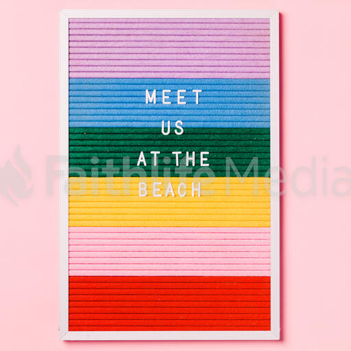 Meet Us at the Beach Letter Board on Pink Background
