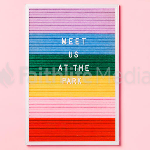 Meet Us at the Park Letter Board on Pink Background