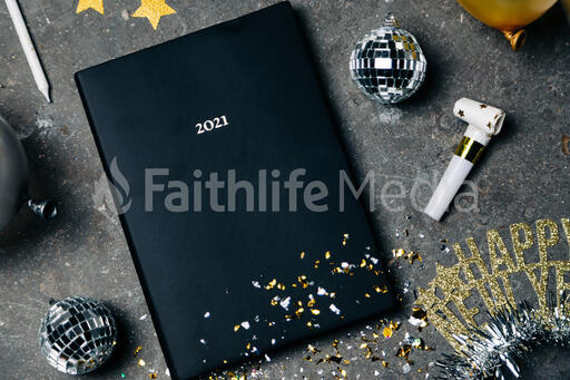 2021 Notebook with New Year's Eve Party Items