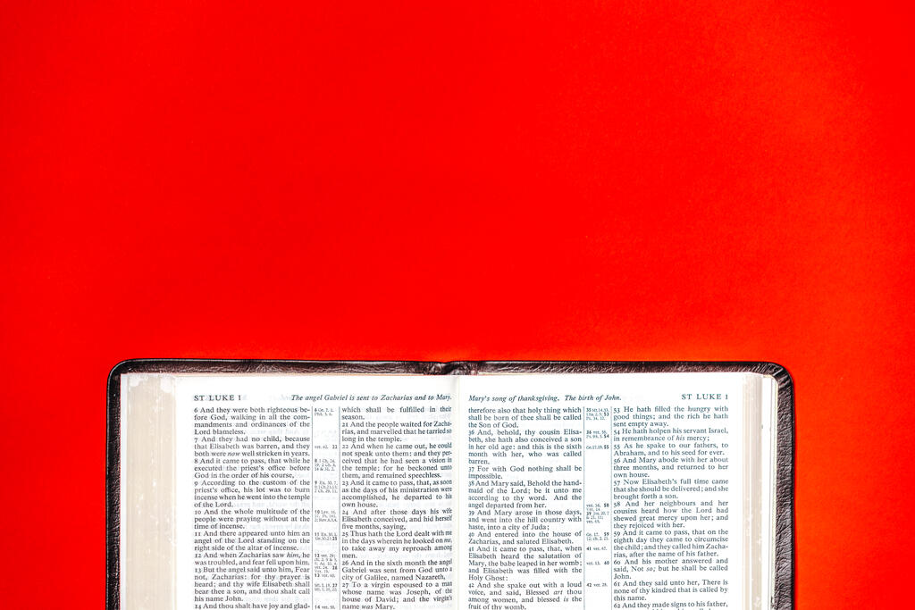 Open Bible on Red Background large preview