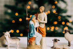 Nativity Scene in Front of the Christmas Tree  image 1