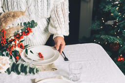 Woman Setting the Table for Christmas Dinner  image 1