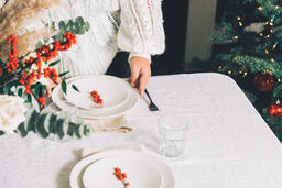 Woman Setting the Table for Christmas Dinner  image 3