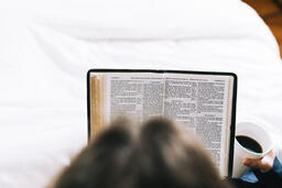 Husband and Wife Reading the Bible Together in Bed  image 1