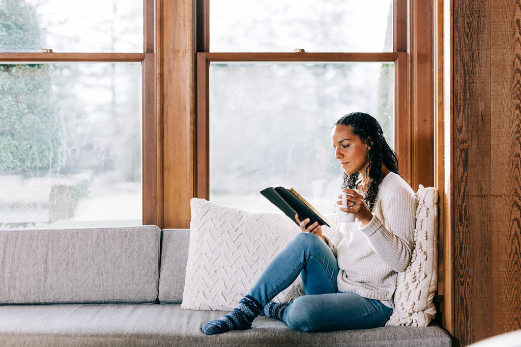 Woman Reading the Bible with a Cup of Coffee large preview