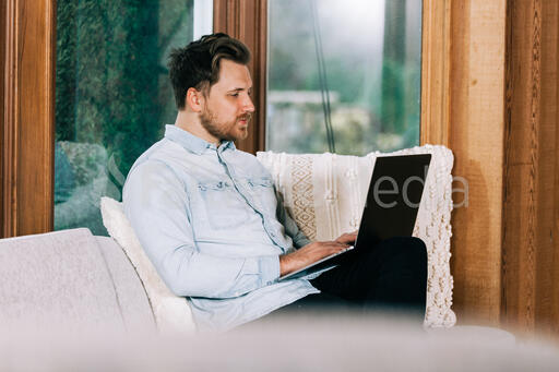 Man Working on a Laptop