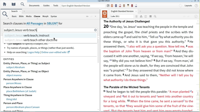 Using Clause Search to Find Where Jesus Teaches