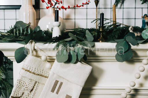 Fireplace Mantle with Stockings