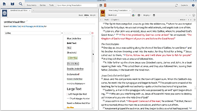 Using Visual Filters to Highlight Greek Words in English Translations