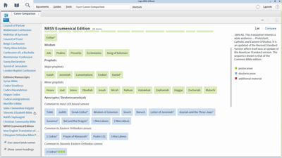 Using the Canon Comparison Interactive to Explore Different Canons