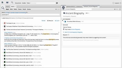 Creating Collections and Using Factbook to Search Gospels