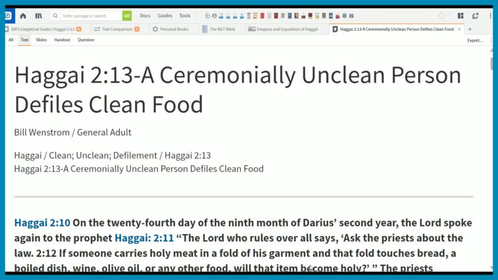 Haggai 2:13-A Ceremonially Unclean Person Defiles Clean Food - Logos ...