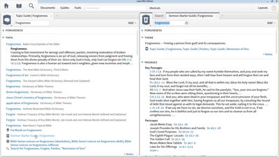 Using the Topic and Sermon Starter Guides to Find Passages on Forgiveness