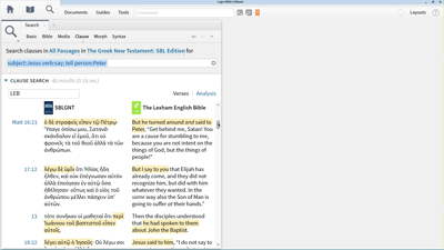 Using the Clause Search to Explore the Relationship between Jesus and Peter