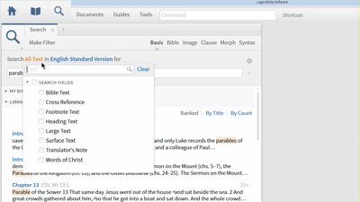 Searching for Parables in the New Testament with Search Fields