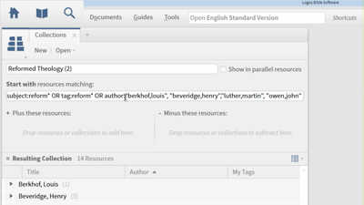 Creating and Searching Custom Theological Collections
