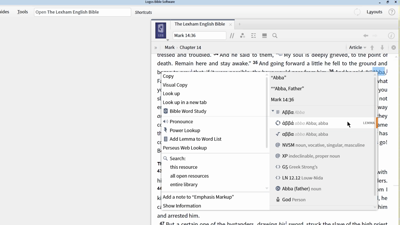 Using the Context Menu to Research “Abba”