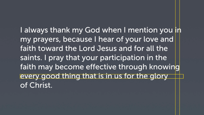 Thanksgiving (Philemon 4–7)