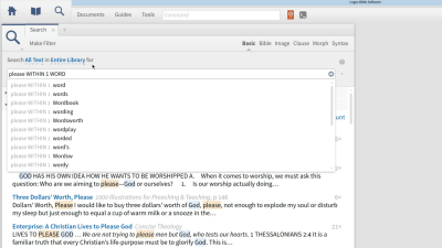Using Proximity Searches to Find Resources on Pleasing God