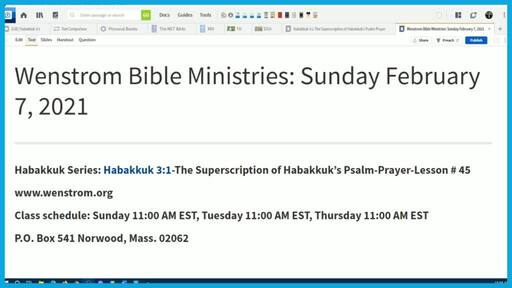 Habakkuk 3:1-The Superscription of Habakkuk’s Psalm-Prayer