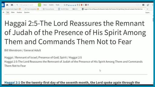 Haggai 2:5-The Lord Reassures the Remnant of Judah of the Presence of His Spirit Among Them and Commands Them Not to Fear