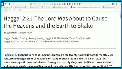 Haggai 2:21-The Lord Was About to Cause the Heavens and the Earth to Shake