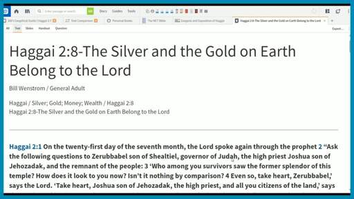 Haggai 2:8-The Silver and the Gold on Earth Belong to the Lord