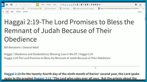 Haggai 2:19-The Lord Promises to Bless the Remnant of Judah Because of Their Obedience