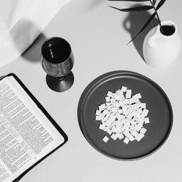 Communion Wafers and Wine with Bible  image 2