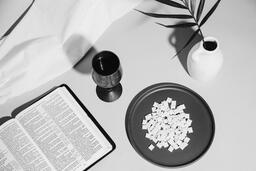Communion Wafers and Wine with Bible  image 5