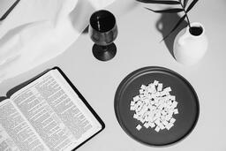Communion Wafers and Wine with Bible  image 6