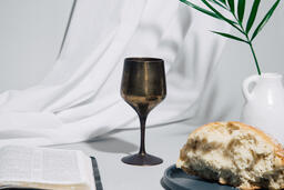 Communion Bread and Wine with Bible  image 2