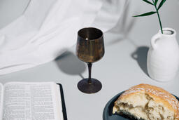 Communion Bread and Wine with Bible  image 1