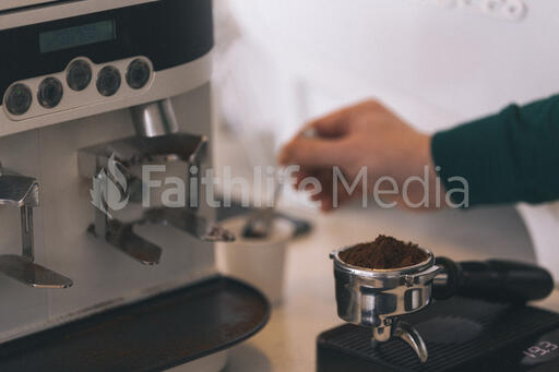 Barista Preparing to Pull Shots of Espresso with a Portafilter