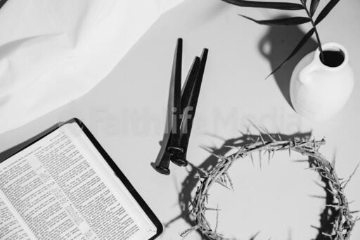 Crown of Thorns, Nails and Bible