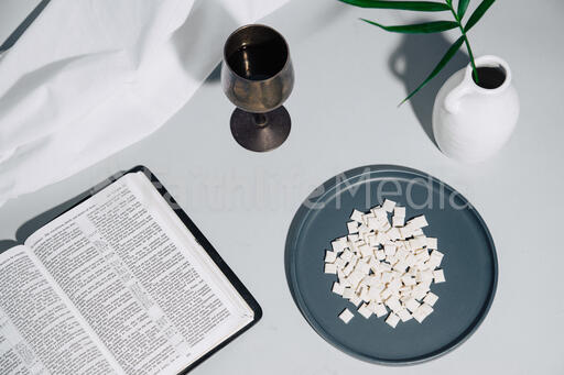 Communion Elements on a Table