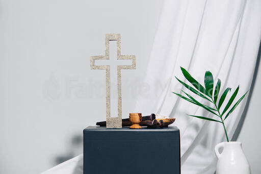 Cross with Communion Elements