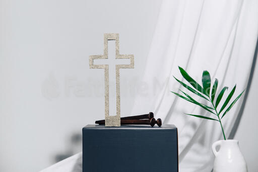 Cross and Nails on Pedestal